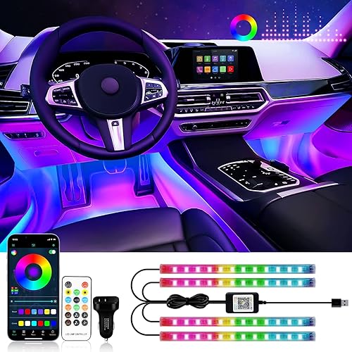 Miniatura 19 de Luz LED para interior de automóvil, RGB Dreamcolor interior de sincronización de música, tira de luz para debajo del tablero, tira de luz acrílica