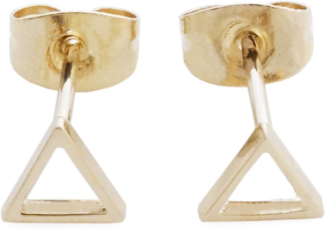 HONEYCAT Mini Outline Triangle Stud Earrings in Gold, Rose Gold, or Silver | Minimalist, Delicate Jewelry