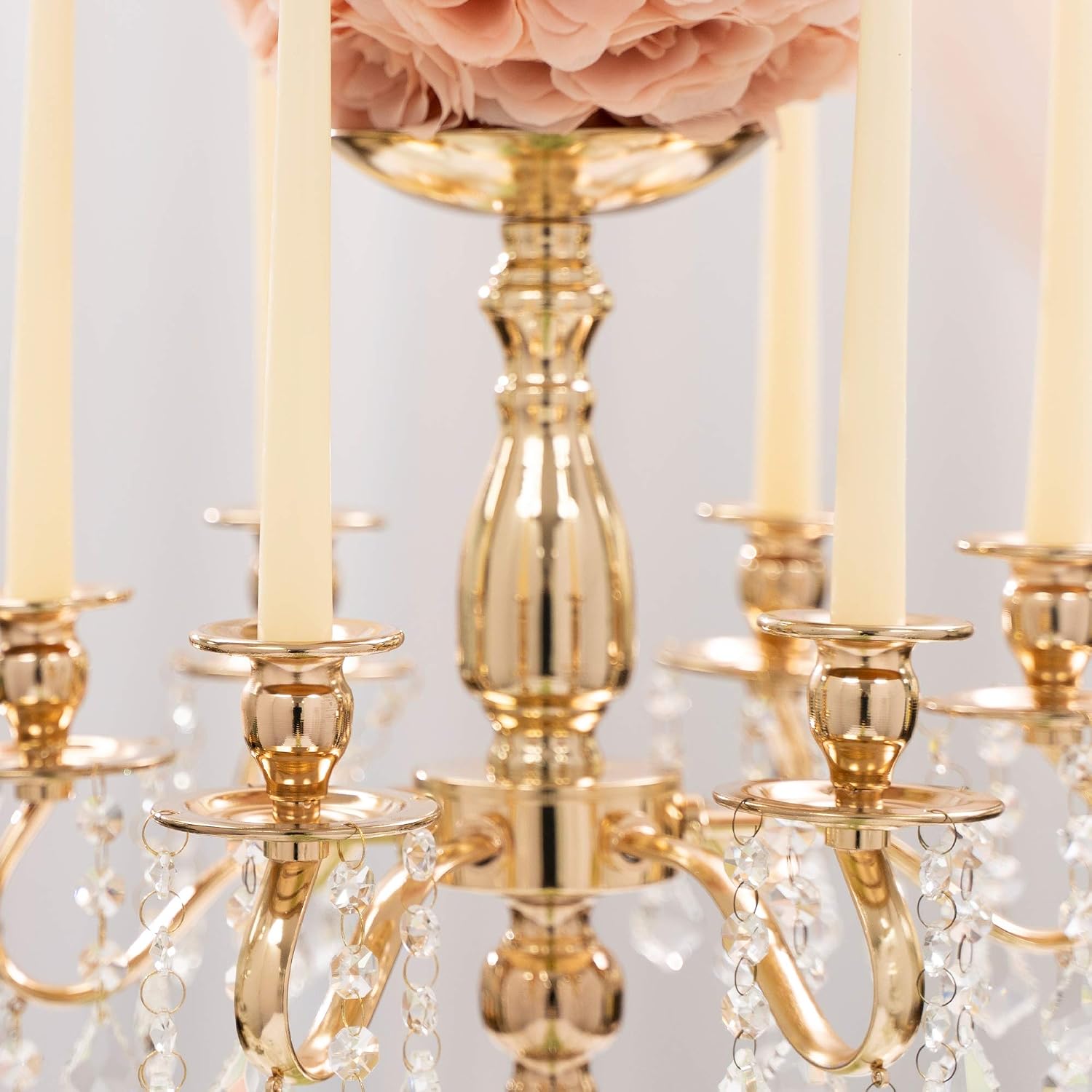 Simply Elegant Candelabra 6 Arm Pillar Candle Holder (Gold)