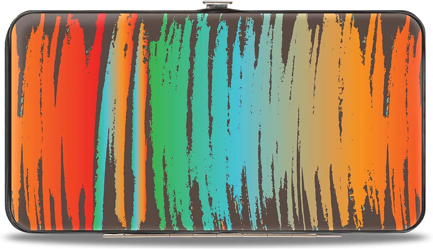 Buckle-Down Wallet, Hinged, Scribble Zarape Fade Brown Multi Color, Vegan Leather