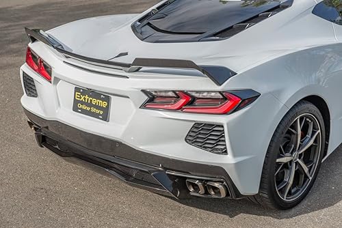 Repuesto para modelos Chevrolet Corvette C8 2020 Par de mimbres adicionales de alerón de tapa trasera de maletero estilo Z51 (plástico ABS - fibra