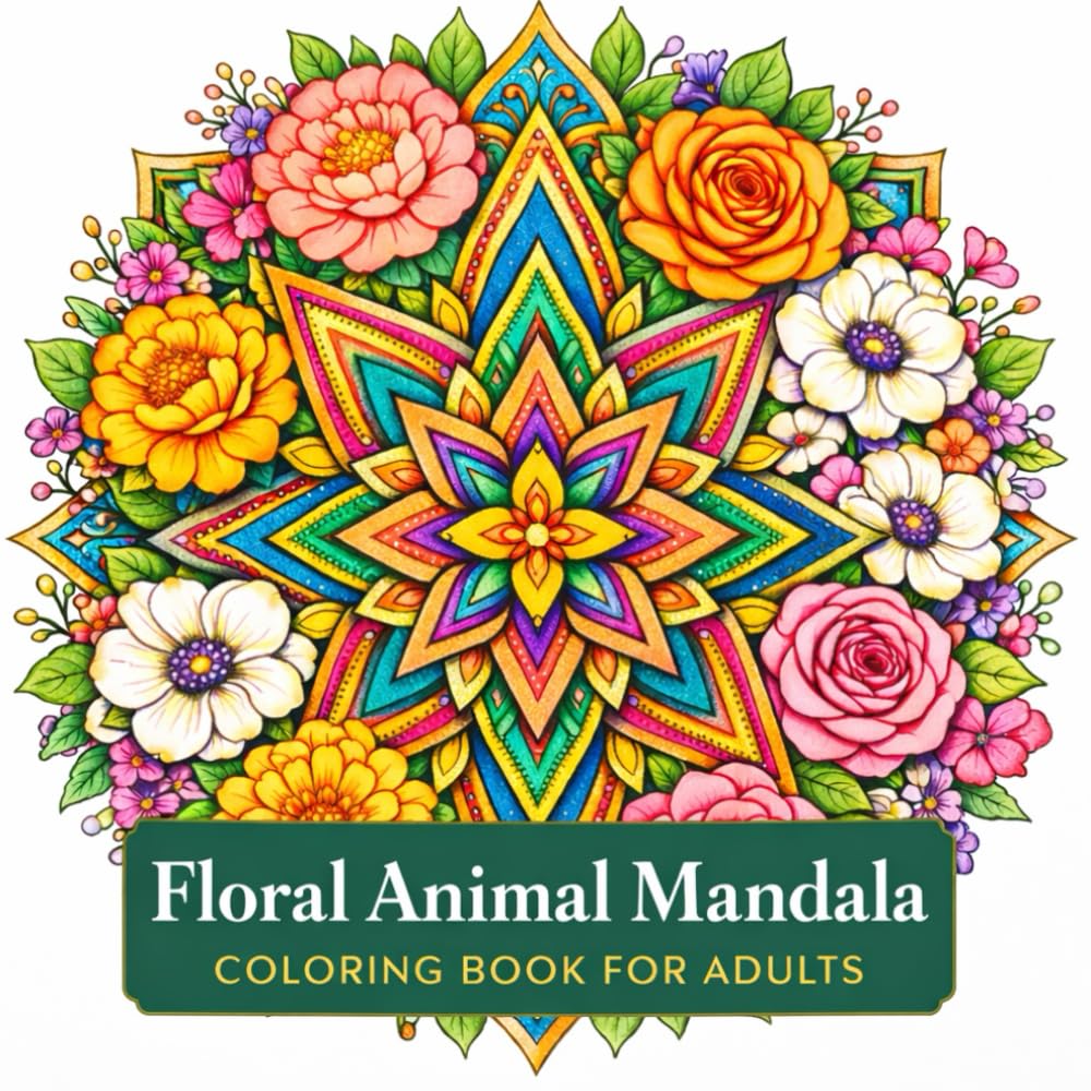 Floral Animal Mandala: Coloring Book for Adults