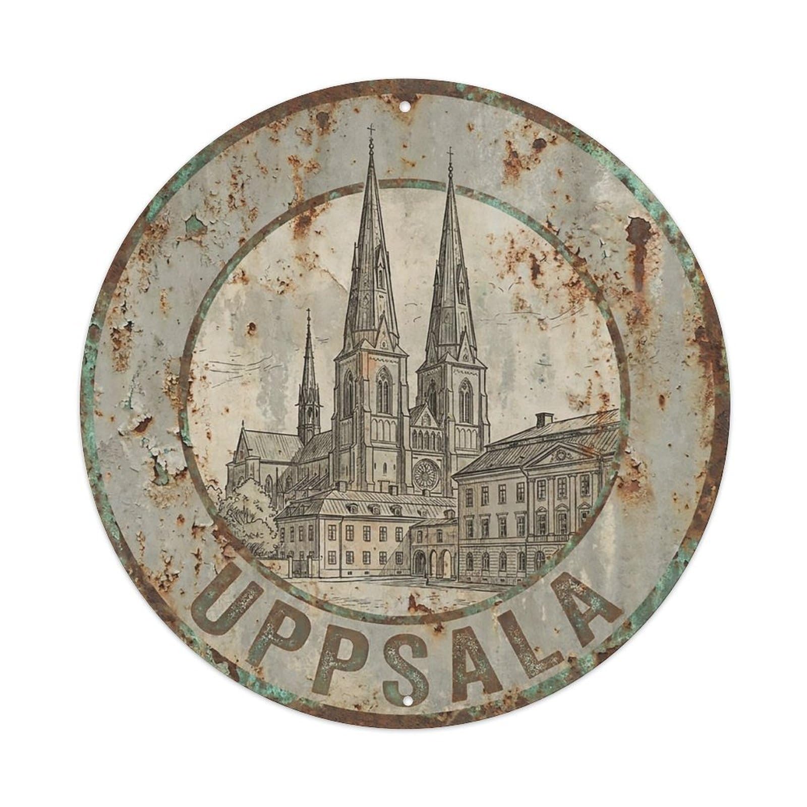 Sweden Vintage Travel Uppsala Metal Tin Sign