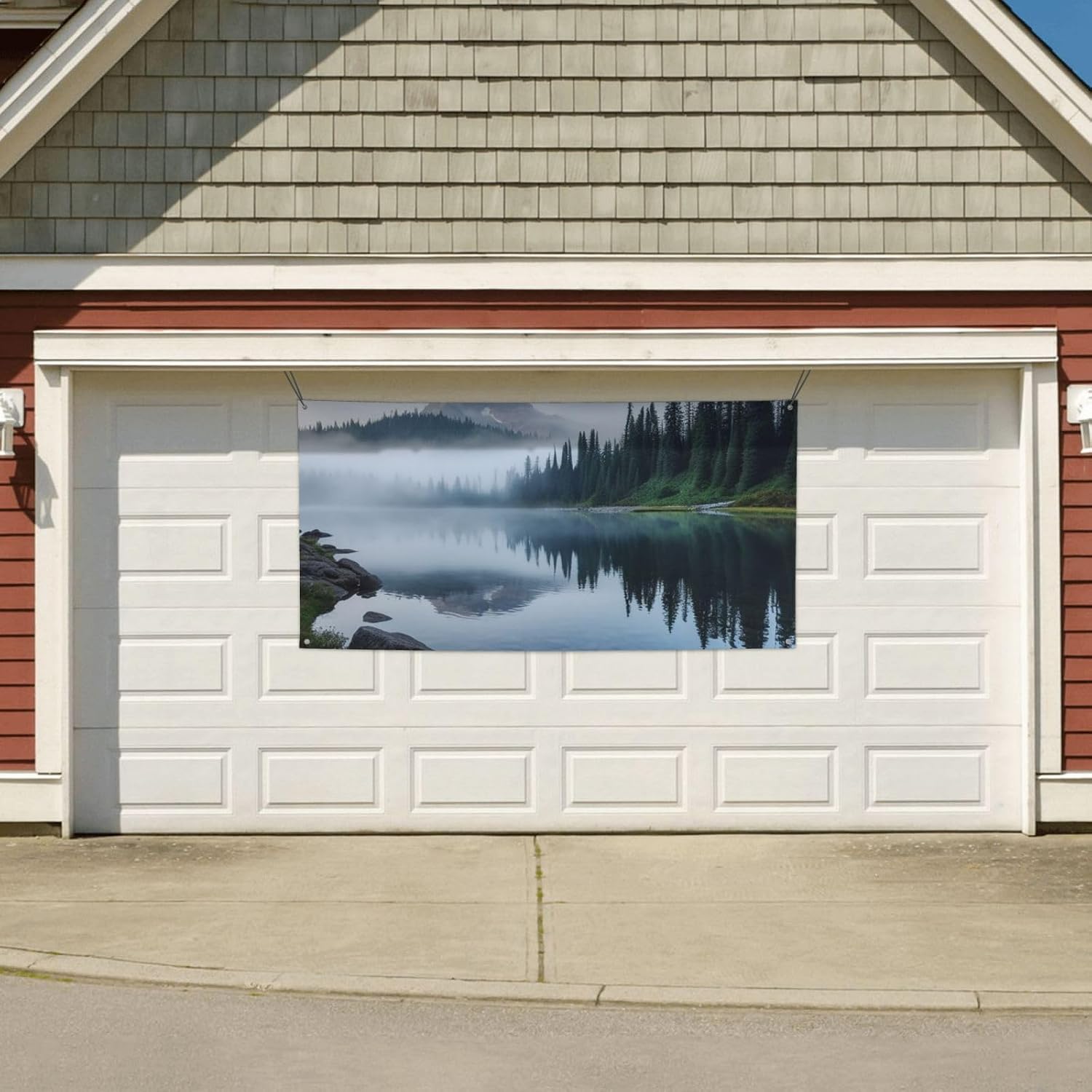 Foggy Lake by Mount Rainier Banner Sign for Outdoor Indoor Birthday Backdrop Poster Party Decorations Supplies Photo Background with Grommets Personalized Wall Banner Flag image 5
