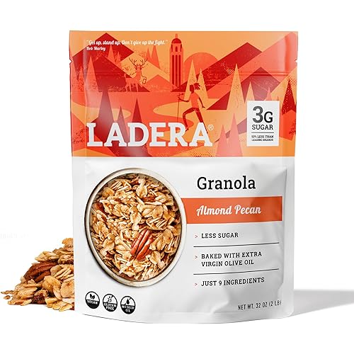 Granola de Almendra y Pecan Ladera - Cereal de Desayuno Artesanal Bajo en Azúcar, Sin Gluten y Vegano, Ingredientes Honestos, 2 LB
