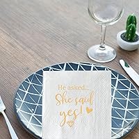 Vista 6 de Paquete de 50 servilletas de papel con texto en inglés "He AskedShe Said Yes" para compromiso, despedida de soltera, despedida de soltera, boda