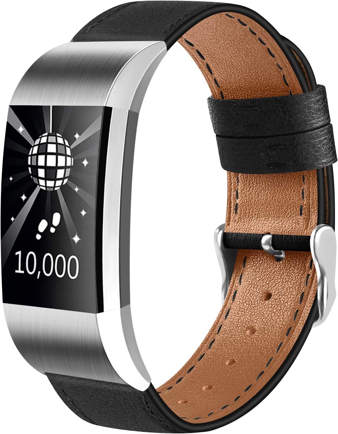 Tobfit 2 Pack Leather Bands Compatible with Fitbit Charge 2 Bands for Women Men, Soft Genuine Leather Accessories Replacement Wristband