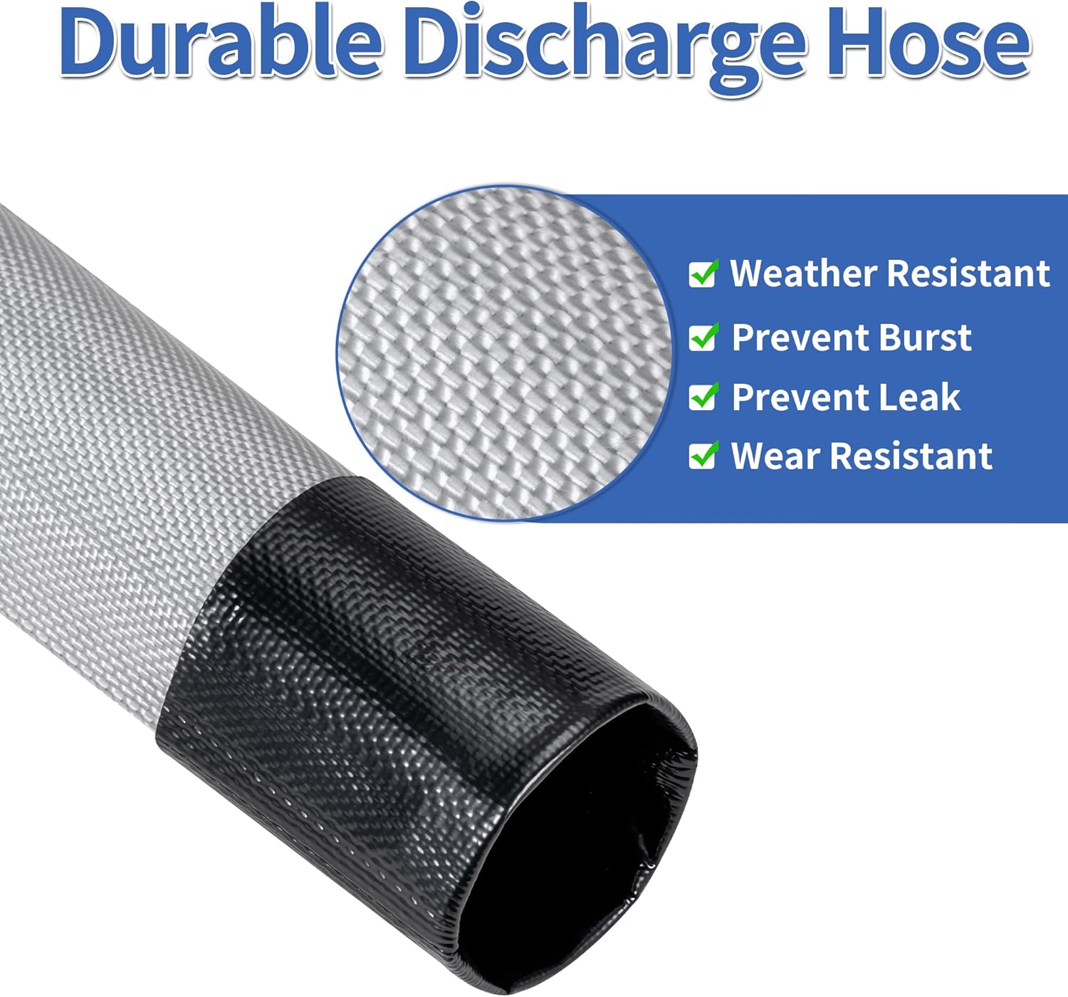 DAVCO 3" x 100 ft Pool Backwash Hose Braided Reinforced Lay Flat Water Discharge Pump Hoses For Swimming Drain Pools and Clean Filters, with 2 Clamp