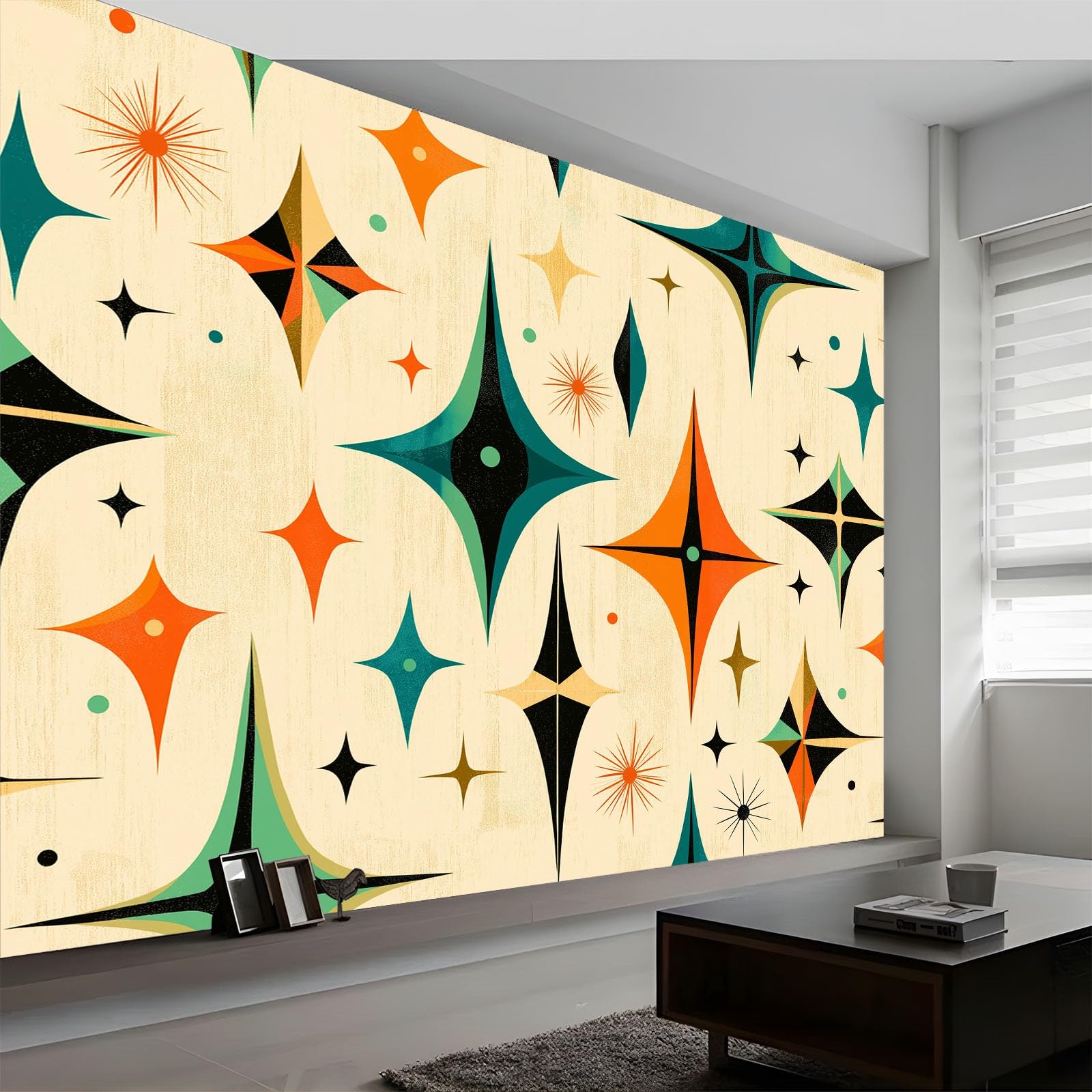 Kreatywna geometryczna panoramiczna tapeta gwiazdkowa 350 x 256 cm (dł. x wys.) plakat gigantyczny plakat tapeta z włókniny ścienna do salonu sypialni Sofa TV tło dekoracje ścienne, sztuka vintage
