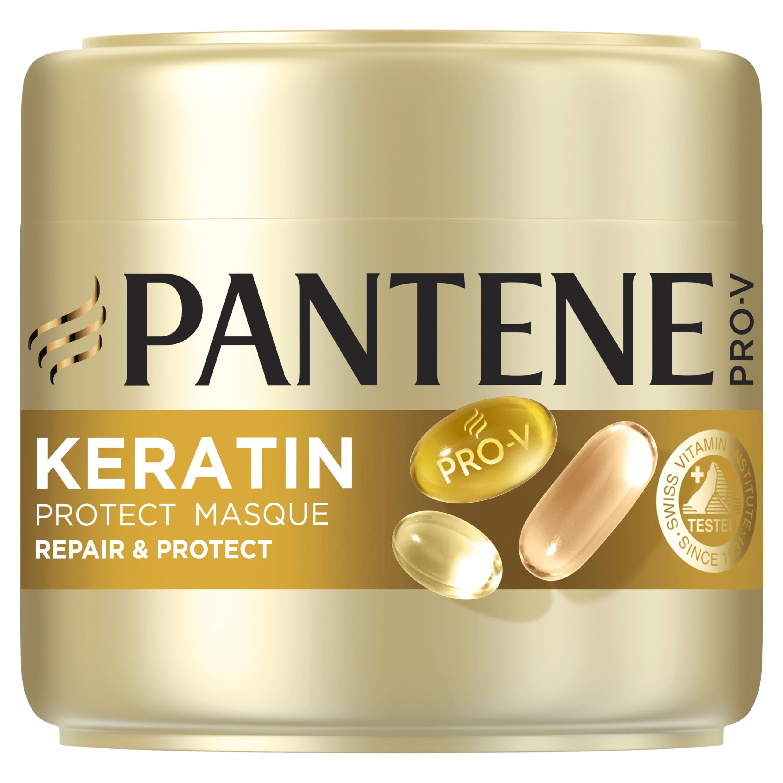 Pantene Pro-V Repair & Protect Keratin Protect Masque Capillaire 300ml Cheveux Secs et Abîmés, Aide à Réparer 6 Mois de Dommages, en 1 Application, Formule Pro-V et Technologie Active Nutri-Plex