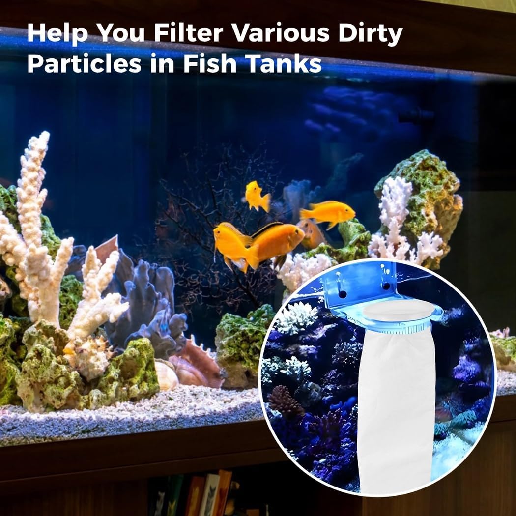 Fish Tank,16 Pcs 200Μm Aquarium Filter Socks, 4 X 15 Inches Ring,Long Ring Filter Bags for Freshwater,Saltwater Aquariums