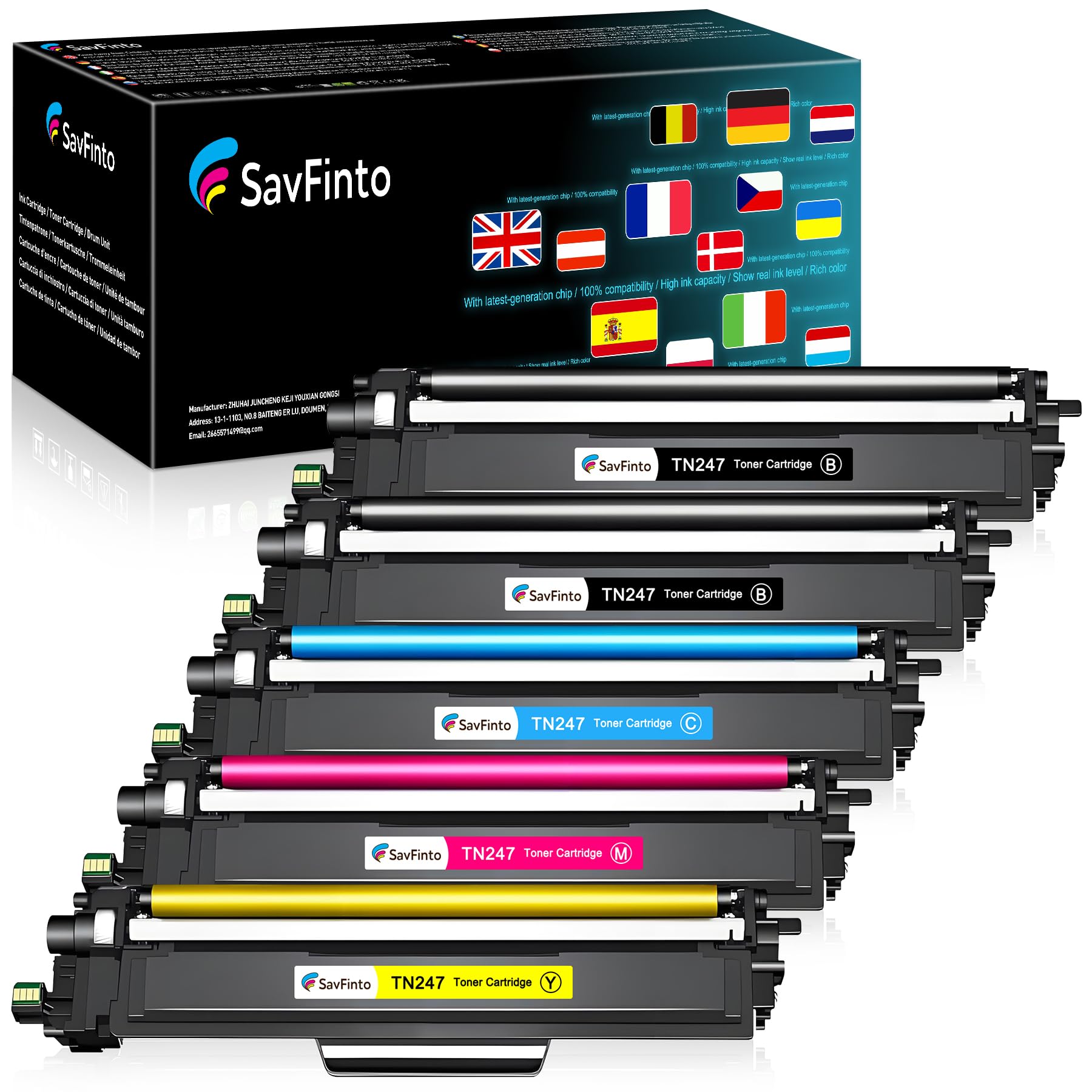 TN247 TN-243CMYK Cartucce toner Compatibili con Brother TN-247 TN243 Toner MFC-L3710CW MFC-L3750CDW MFC-L3770CDW DCP-L3510CDW DCP-L3550CDW HL-L3210CW HL-L3230CDW (confezione da 5)