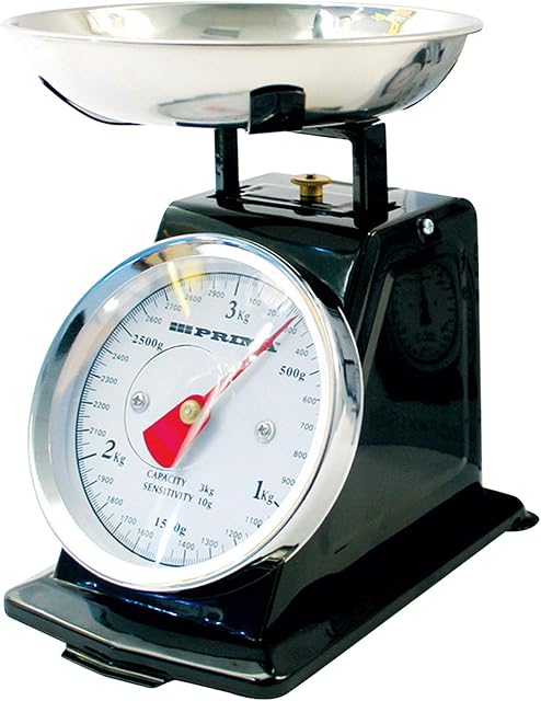 3 KG Vintage MANUAL Kitchen Scales TRADITIONAL PRIMA Retro Home Analogue Mechanical Food Ingredients Measurement WEIGHING Baking Cooking, Youtube Channel Dial Stainless Steel Bowl UK FREE P&P