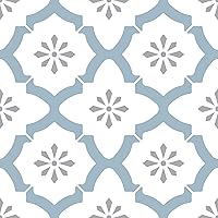 FloorPops FP2943 Alfama Peel & Stick Floor Tiles - Blue Multicolor Geometric Vinyl for Kitchen & Bathroom