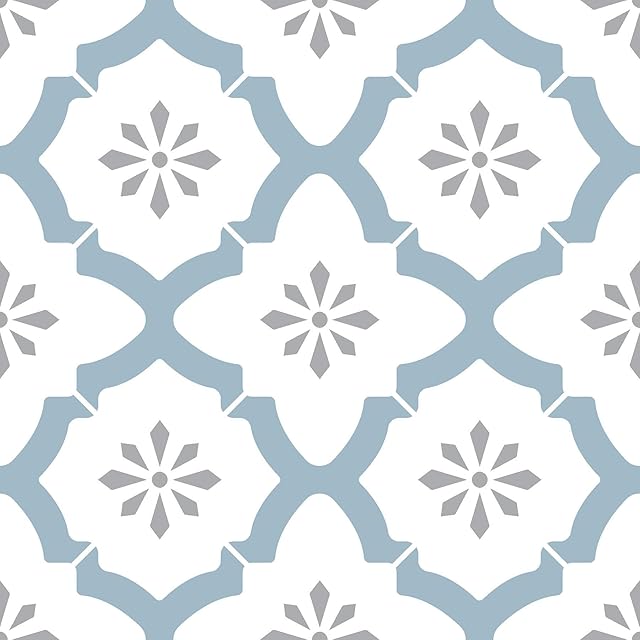 WallPops FP2943 Alfama Peel & Stick Floor Tiles, Multi-Colour, 12 x 12 inches