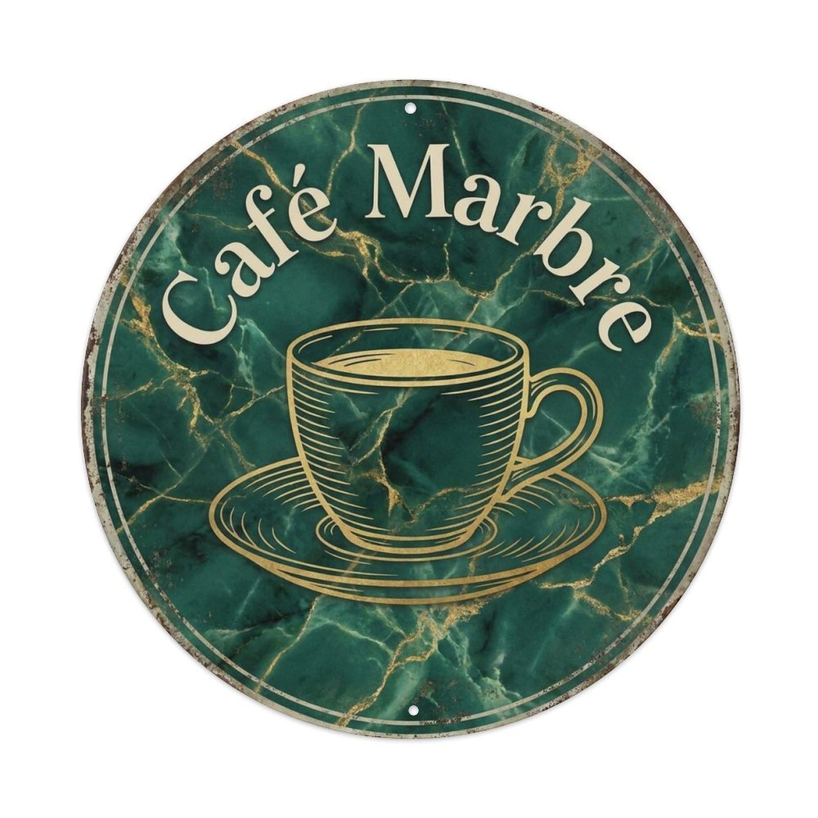Texture Espresso Marble Bistro Cafe Coffee Coffeehouse Metal Tin Sign Plaque Wall Decor for Cafe, Man Cave, Club Bar, Office, Home Garden Round Metal Poster 8x8Inch