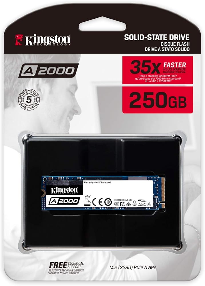 Kingston A2000 250GB PCIe NVMe M.2-2280 Internal Solid State Drive thumbnail 3