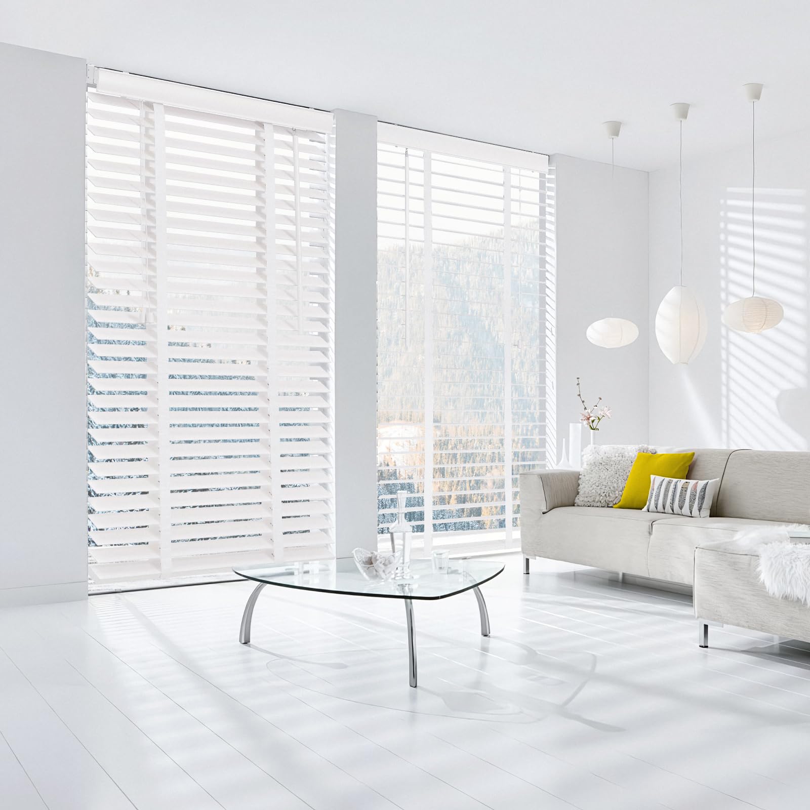 Sekey Persiana in legno, 50 mm, in vero legno, personalizzabile, 90 x 220 cm, colore bianco