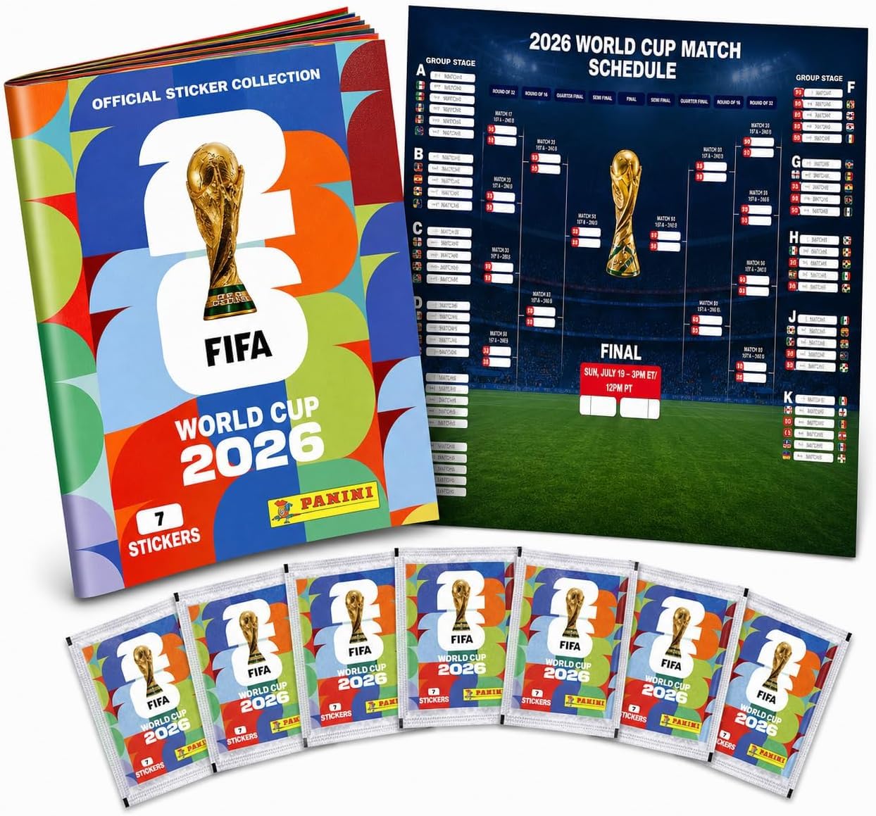 Set de inicio XXL Fan Mundial 2026 – Álbum de cromos coleccionable Panini Original, 1 calendario de partidos extra (álbum de cromos)