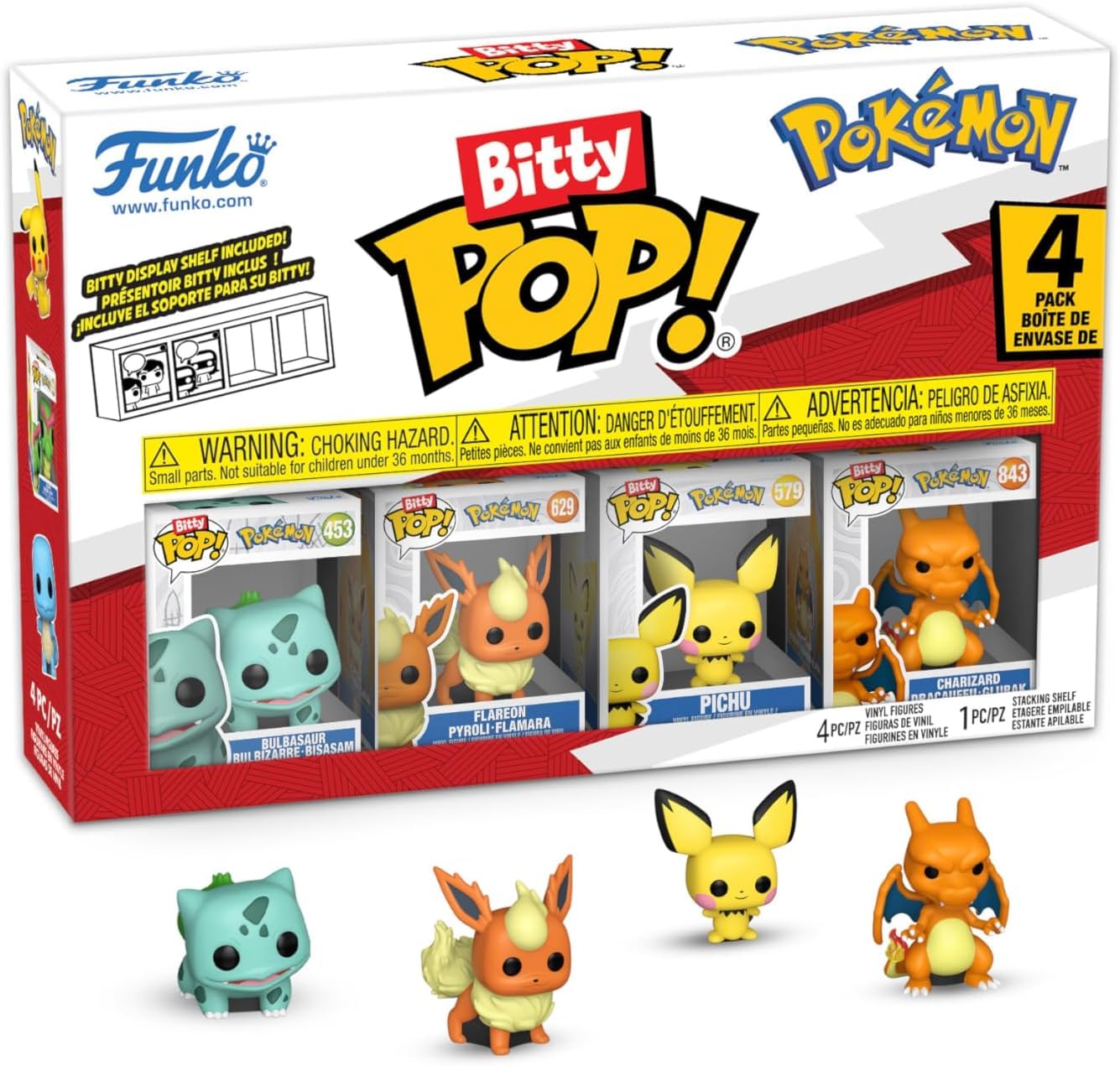 テディ POP Funko Pop! Bitty: Pokemon - Bulbasaur, Flareon, Pichu, and