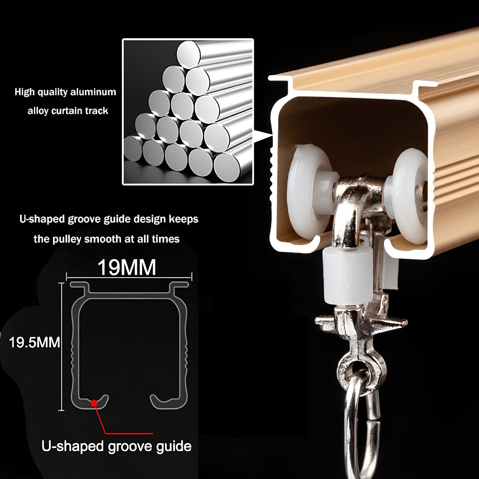 Aluminiowy karnisz do montażu na suficie i ścianie, cichy karnisz do dzielenia pokoju, salonu, sypialni, zatoki - 3,0 m (2 x 1,5 m) - biały