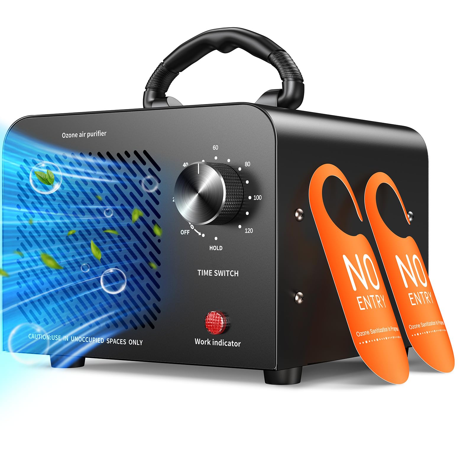 Ozone Generator 48,000mg, Commercial Ozone Machine Odor Removal, High Capacity O3 Ionizer Air Purifier Deodorizer, Portable Mini for Car, Home, Smoke, Pets, Industrial, for 4000 Square Feet -Black