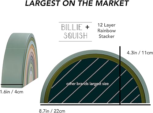 Miniatura 5 de Juguete apilable de silicona arcoíris  Los juguetes Montessori de 12 capas más grandes del mercado para niños pequeños, apilador, juguete de