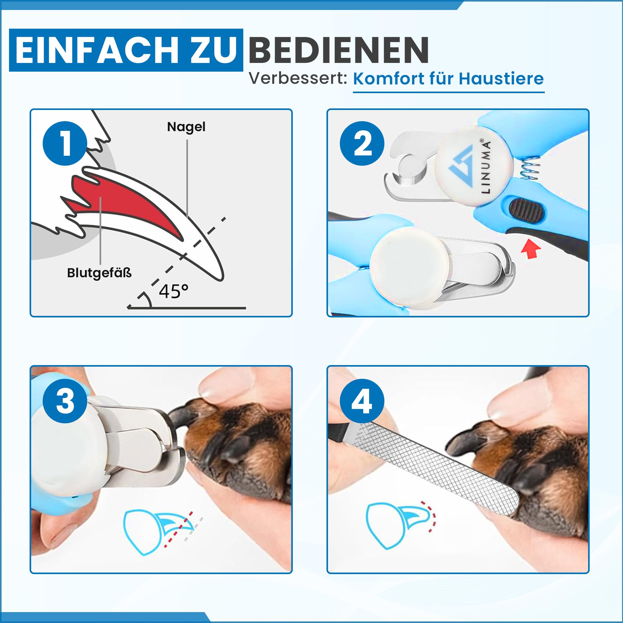 Coupe-Griffes pour Chiens, Chats et Petits Animaux Coupe-Ongles Professionnel en Acier Inoxydable avec butée de sécurité, Lime à Ongles intégrée et poignée antidérapante