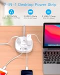 One Beat Flat Plug Power Bar with USB C, 6FT Ultra-Thin Extension Cord, 3 Outlet with 4 USB Ports (2 USB C) Desktop Charging Station, No Surge Protection for Cruise Ship, Travel Essentials, Dorm Room