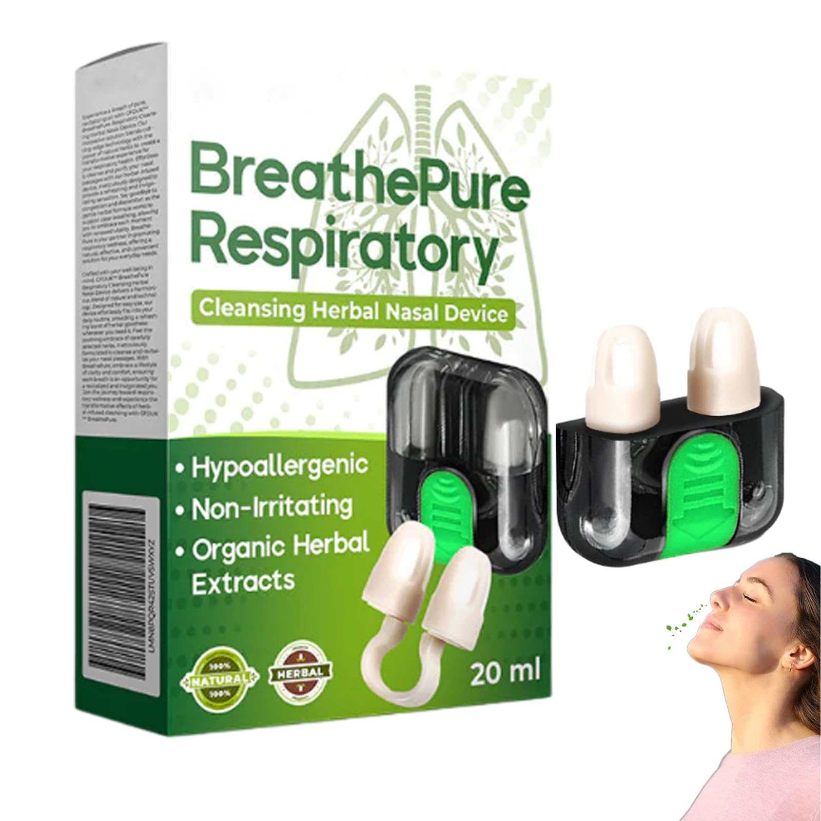 BreathePure Respiratory Cleansing Herbal Nasal Device,BreathePure Herbal Nasal Device,Clean Nasal Cavity,Relieve Nasal Discomfort (Classic Style,1Pcs)