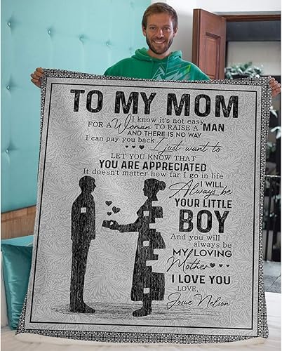 Miniatura 2 de Manta personalizada para mamá de hija e hijo, manta personalizada para el día de la madre con nombres de los niños, con texto en inglés To My Mom We