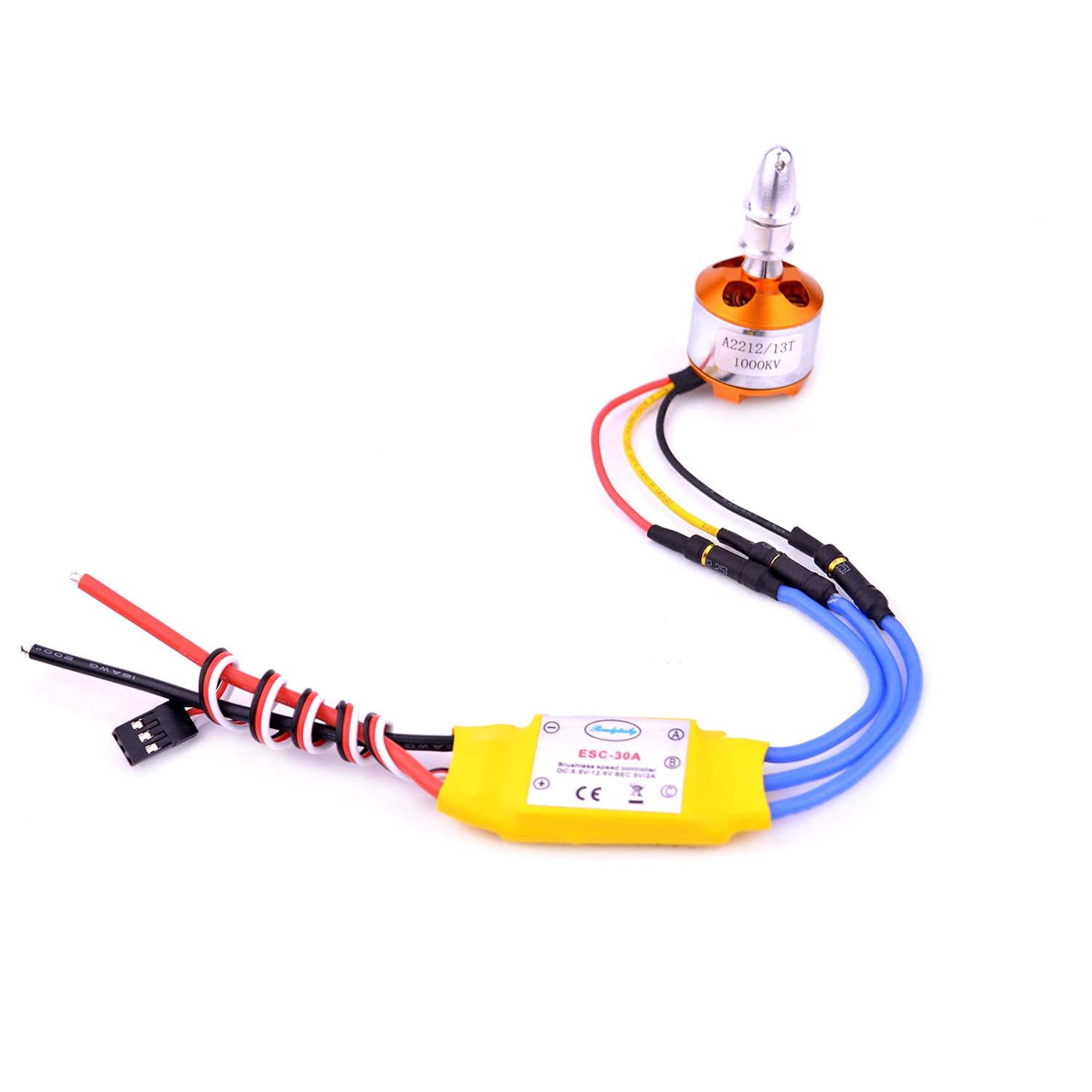 YoungRC A2212 1000KV Brushless Motor+ 30A ESC Electric Speed Controller with Gold Bullet Banana Plugs for RC Multicopter Quadcopter