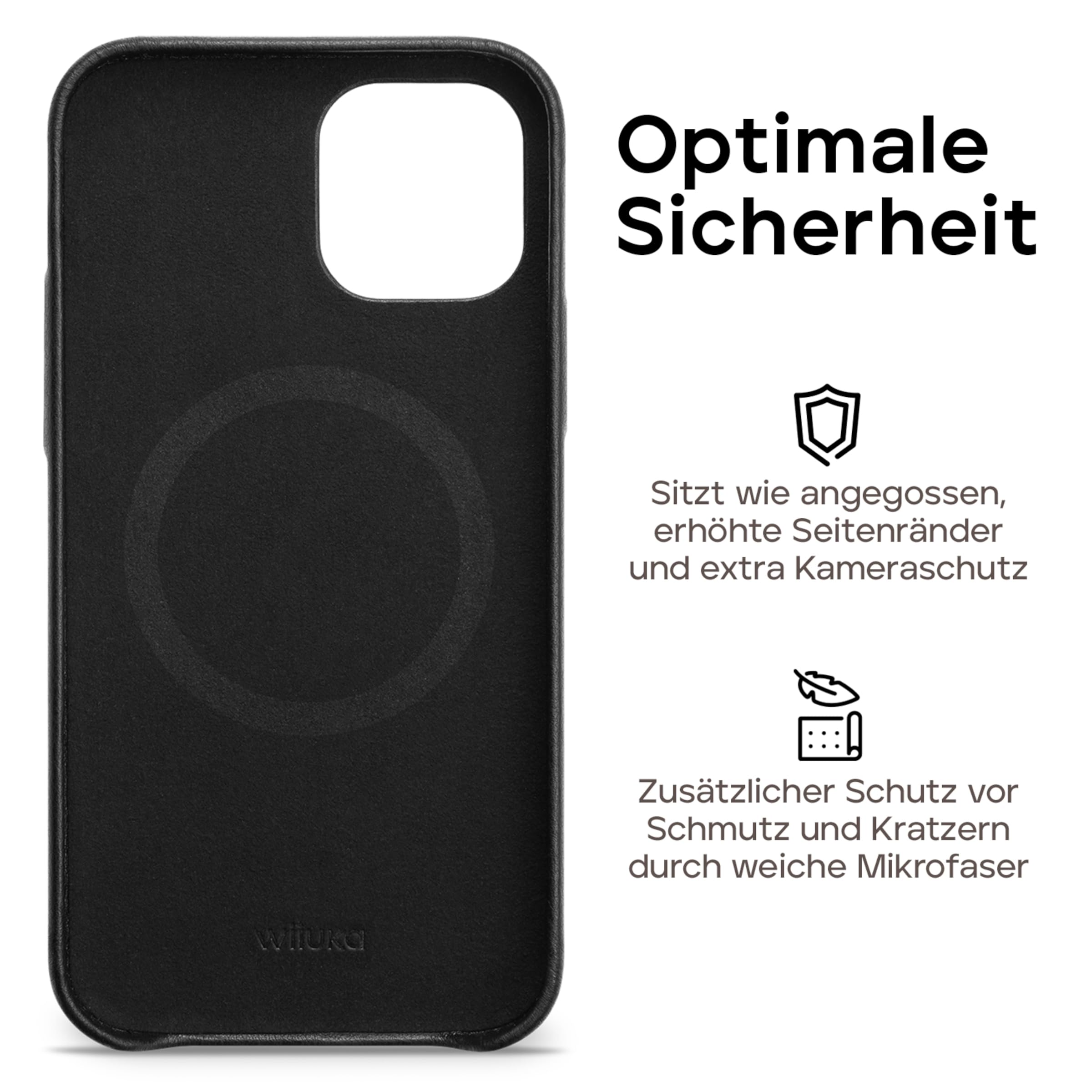 WIIUKA Custodia per iPhone 15 Pro, in pelle dalla Germania