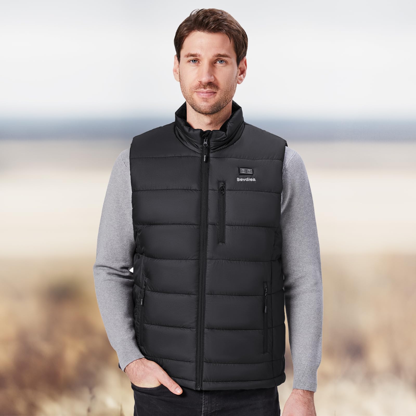 Gilet Chauffant Homme 16000 mAh 7,4V Batterie Incluse Veste Chauffante Moto Rechargeable