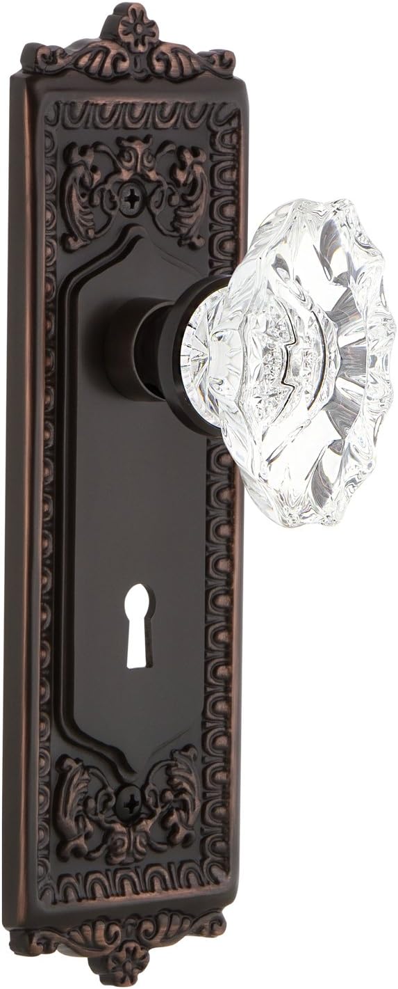 Nostalgic Warehouse Egg & Dart Plate with Keyhole Chateau Knob, Single Dummy, Polished Brass