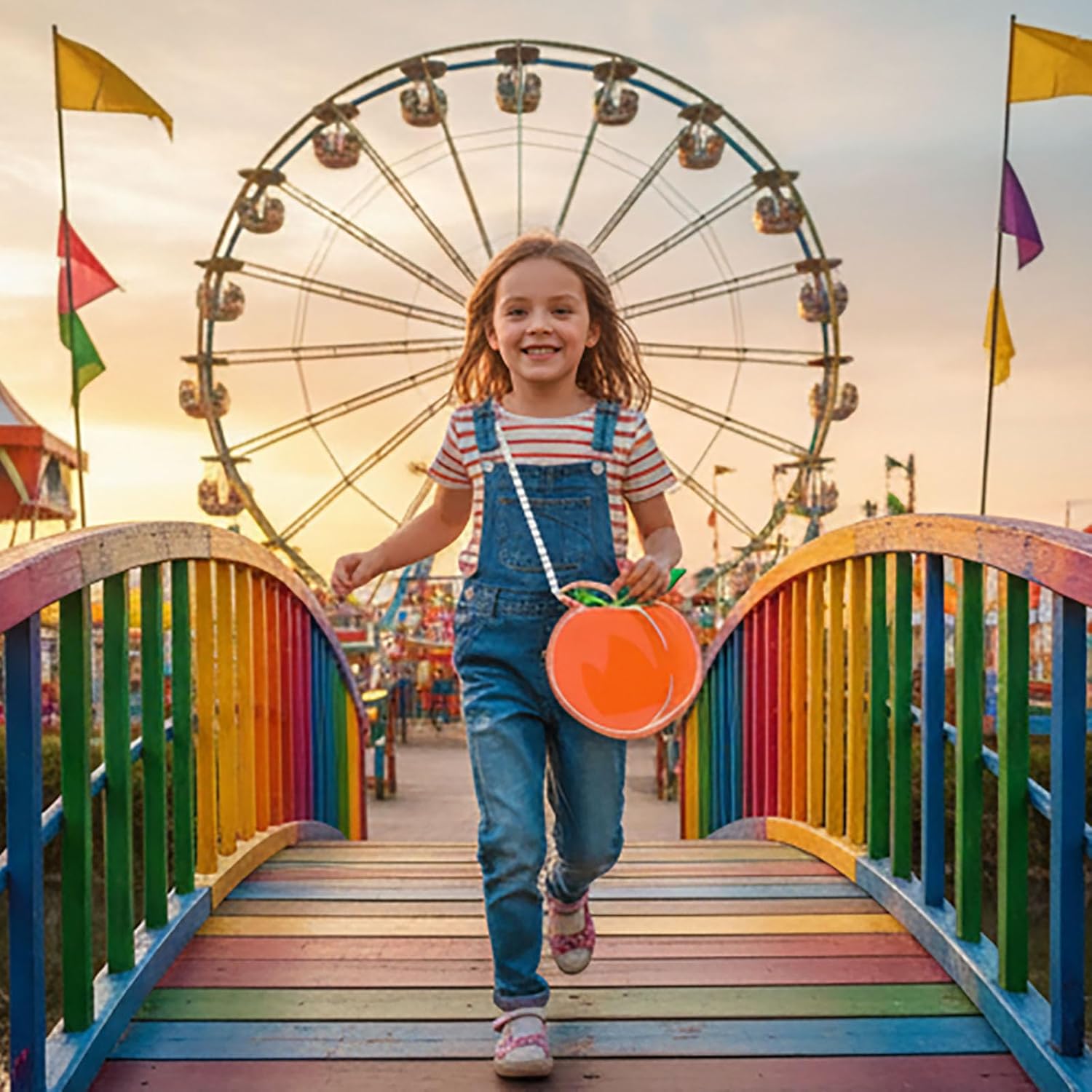 Cute Peach Shaped Mini Crossbody Purse with Pearl Chain Strap, Fruit Design Coin Handbag for Girls (Orange) - Image 3