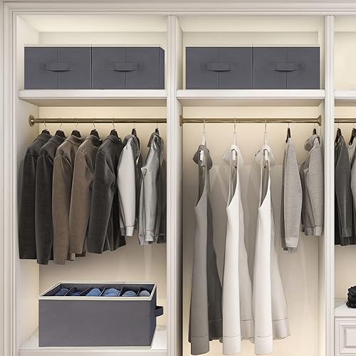 Miniatura 5 de 6 organizadores de ropa de armario de tamaño grande, 6 rejillas para pantalones, jeans, suéteres, camisetas, vestidos, apilables, cajones de