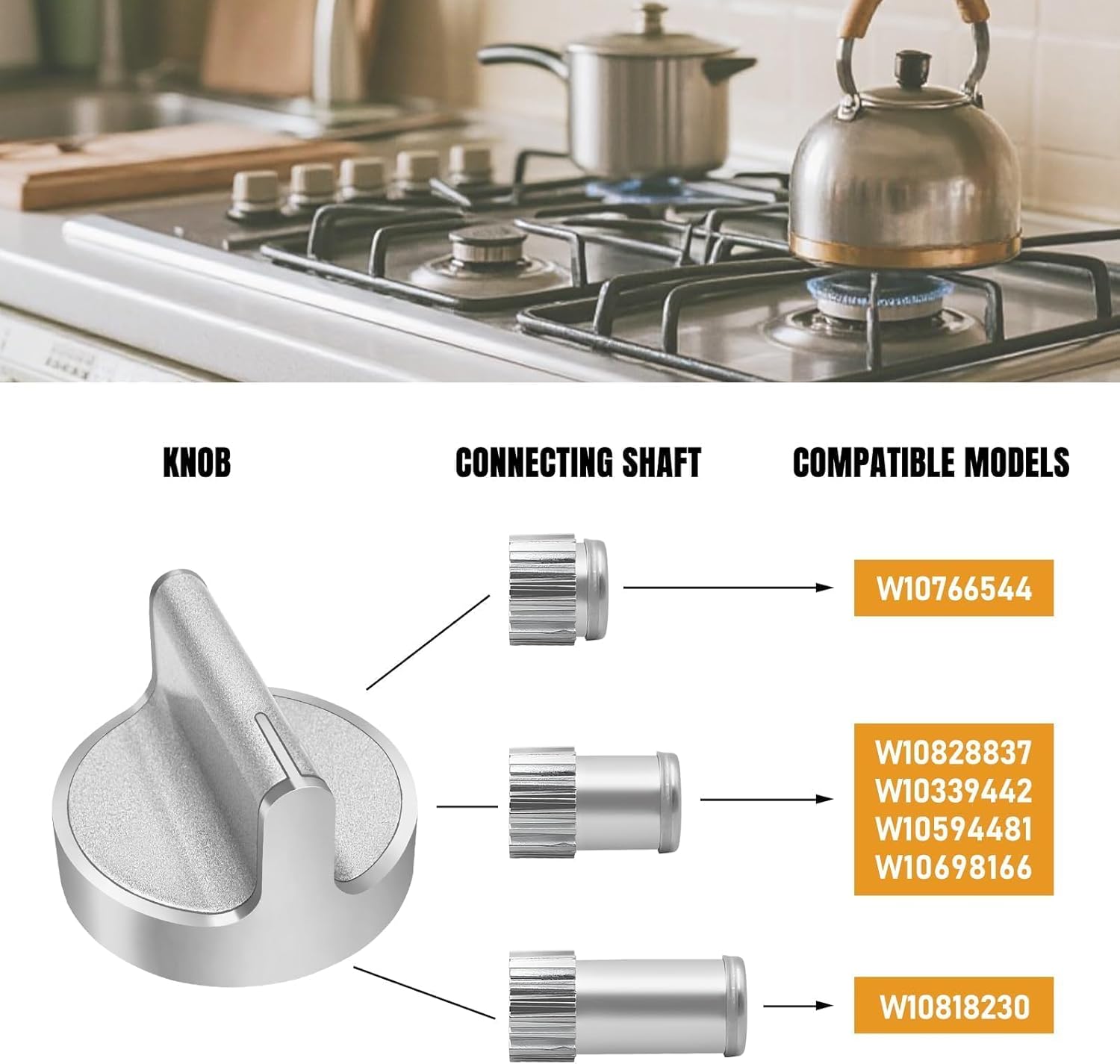 WISINY W10818230 W10594481 W10766544 Gas Range Stove Knobs Compatible with Whirlpool Gas Stove Knobs WCG97US0DS00 WCG97US6DS00 Replaces W10594481 W10339442 W10828837 W10698166