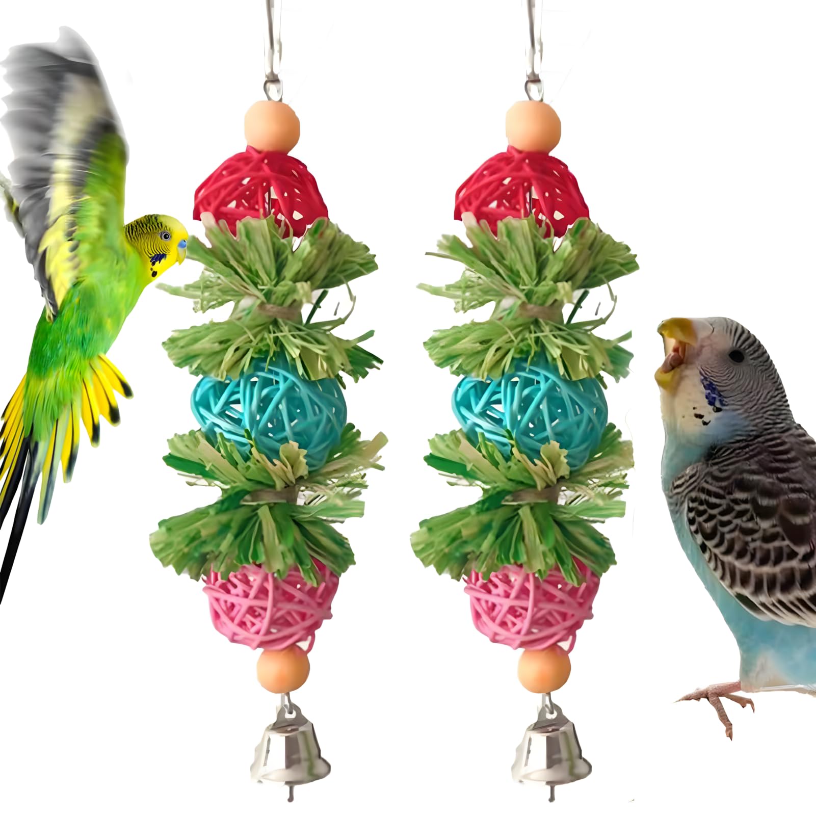 2 Pcs Bird Toys, Bird Shredding Toys, Parrot Chewing Toys, Cockatiel Toys, Include Natural Corn Cob Bells