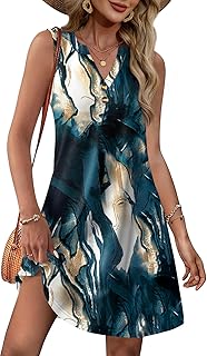Summer Dresses for Women 2025 Beach Vacation Clothes V Neck Button Sundresses with Pockets - Buy now