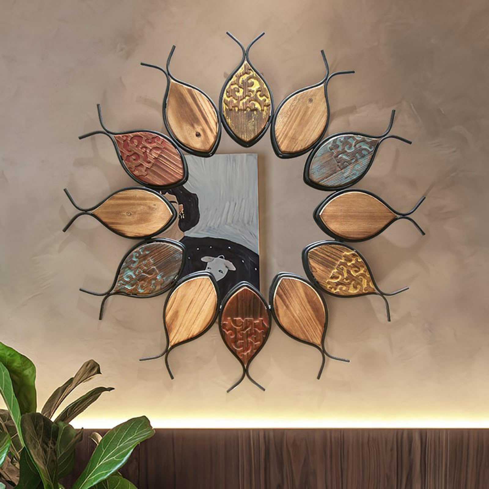 Miroir rustique en bois pour illuminer une entrée sombre