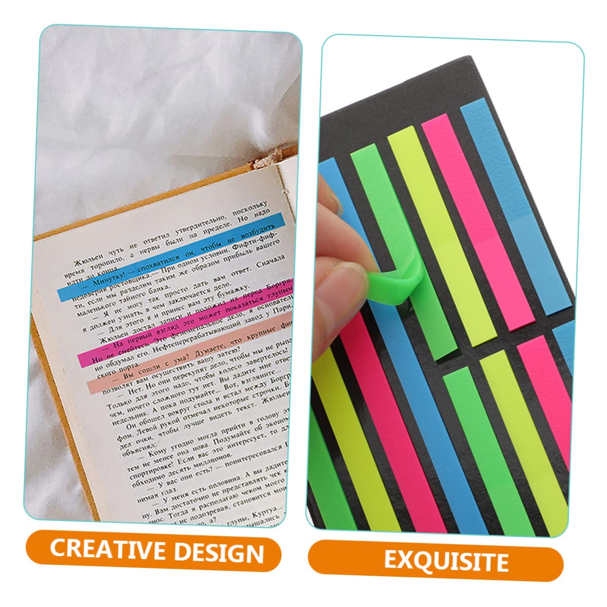 SEWACC 18piezas Pestañas Adhesivas Fluorescentes Para Anotaciones De Libros Marcadores De Página Transparentes Para Notas y Estudio Para Oficina y Estudiantes