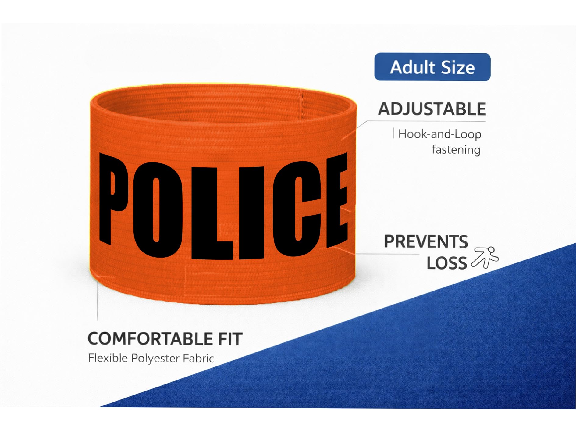 Brassard Police Enfant Réglable – Déguisement Policier et Identification Équipe, Brassard Capitaine Football pour Sport et Événement (Policier, L-XL) - 2