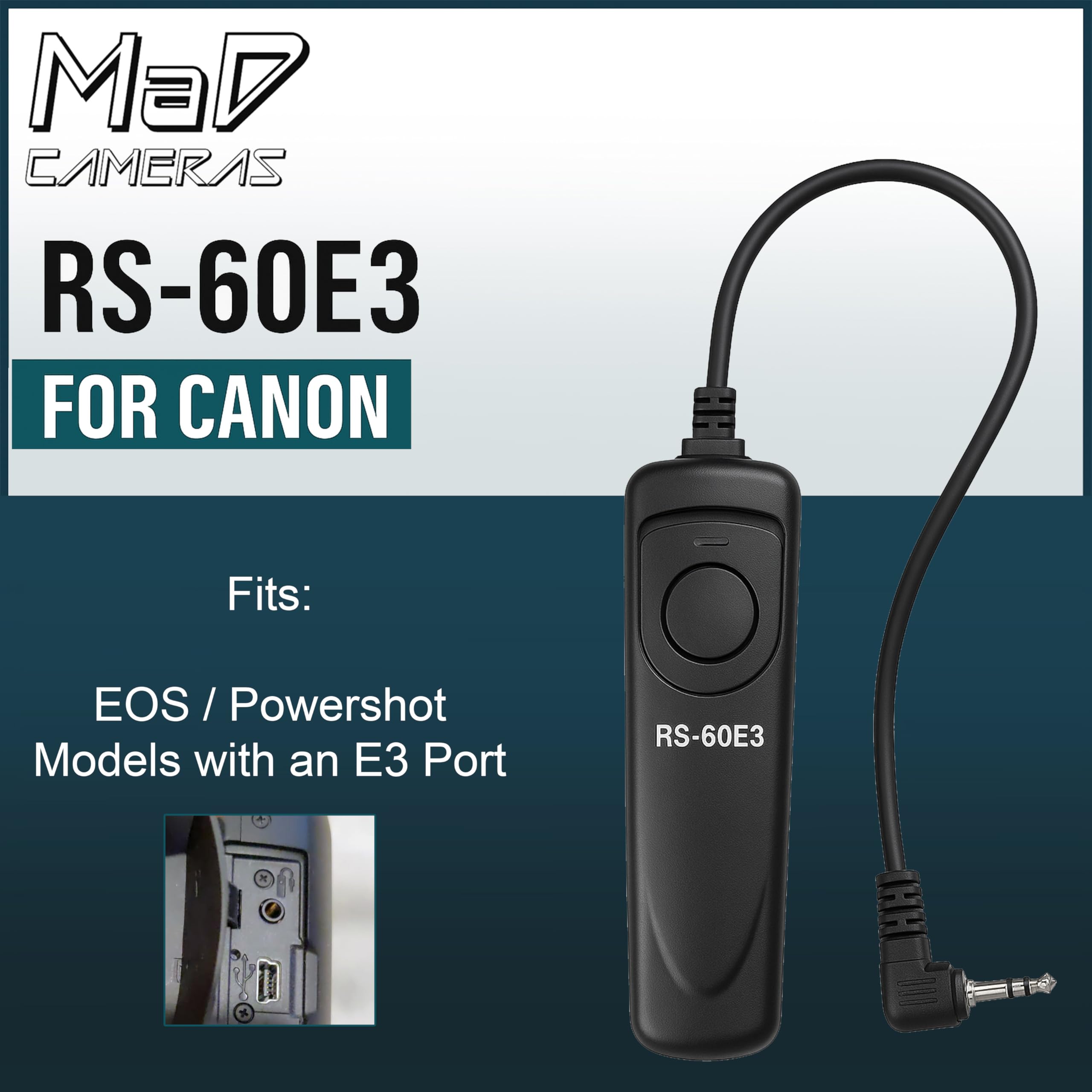 RS-60E3 Câble déclencheur à distance pour appareils photo Canon EOS par exemple R6 850D 250D 2000D M6 et autres