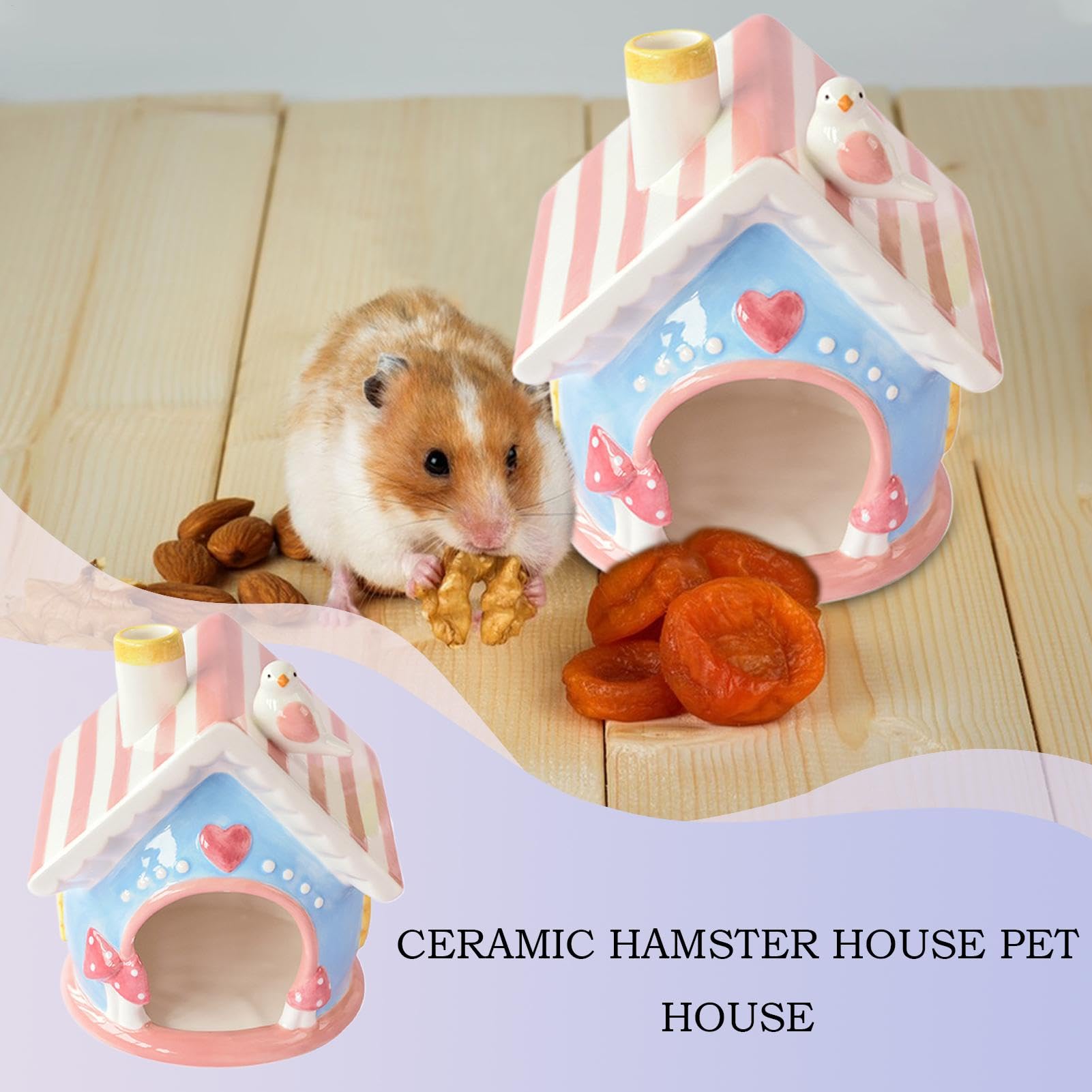Set di casetta per gerbilli, nidi in ceramica, per piccoli animali, 18 x 16 x 14 cm, accessorio per gabbia per gerbilli, criceti e topi, peso circa 1200 g | Ceramica Per Cincillà Gerbilli Criceti Topi Conigli Furetti Nascondigli Animali Interno e Esterno
