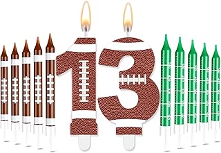 Photect 11 PCS Football Birthday Candles Number Candle Sports Cake Topper Decor Football Themed Birthday Cake Decorations for Boys Girls Kids Party Supplies(Number 13)