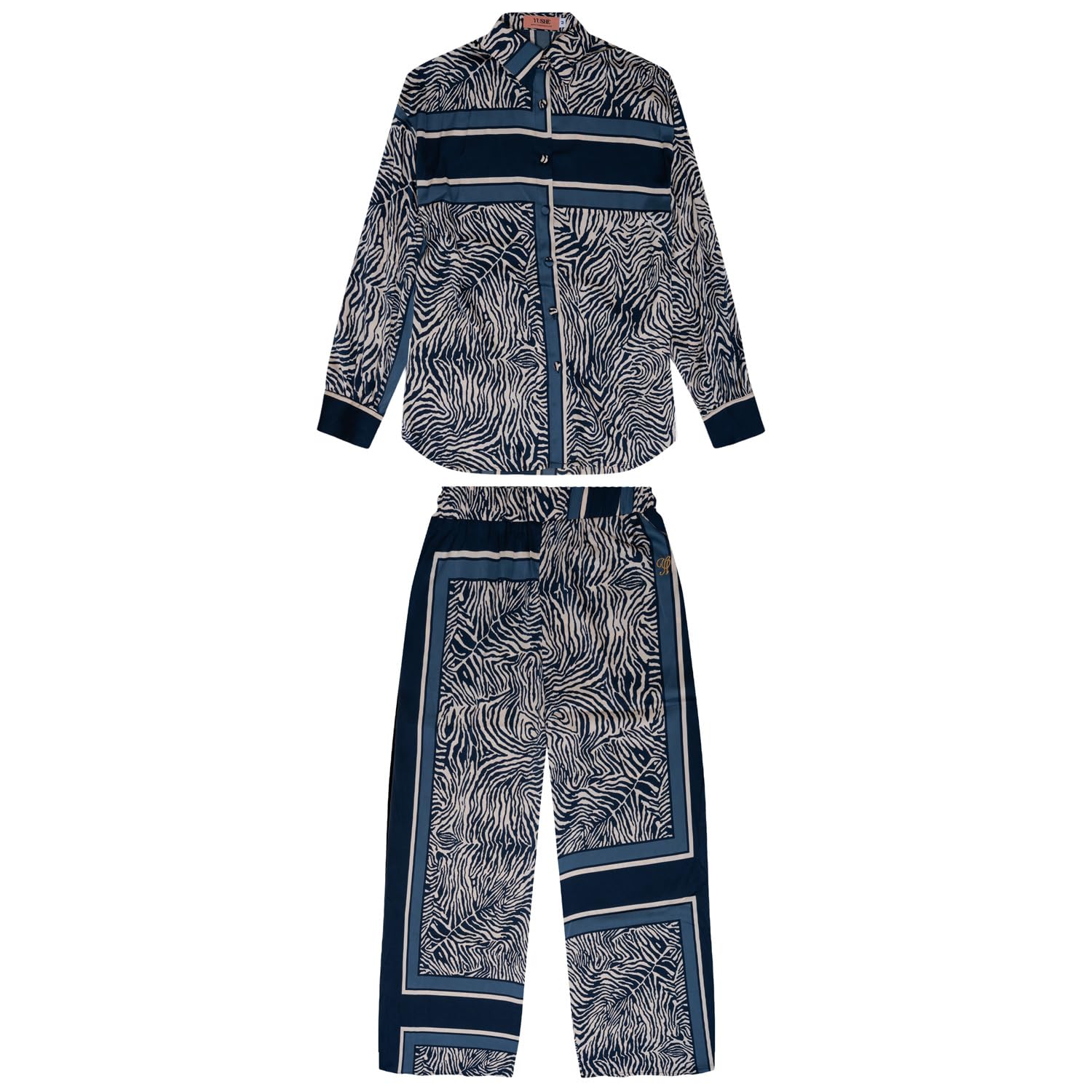 YUSHE 2 Piece Set Women Zebra Print Shirt Wide Leg Pant Office Wear Coord Set Dress Summer 2025