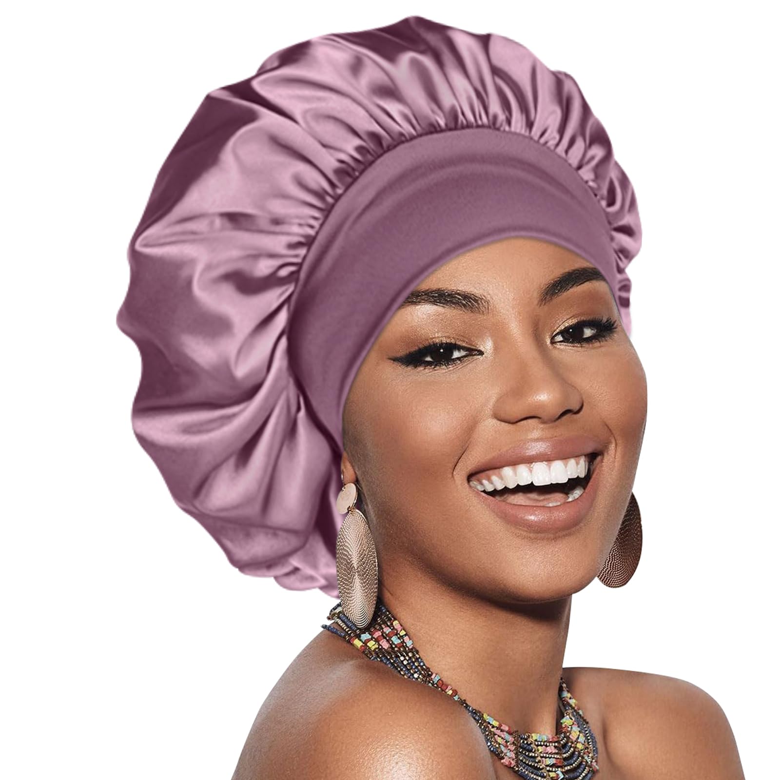 Adubor Silk Bonnet for Sleeping Women Men Double Layer Satin Bonnet for Sleeping Sleep Cap