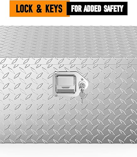 Miniatura 3 de Caja de herramientas de aluminio de 38" con lengüeta para remolque de alta resistencia, caja de herramientas para cama de camión con llaves de