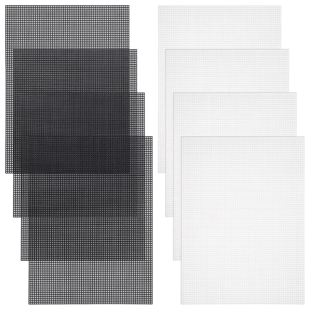 Toile en plastique noir et blanc PandaHall de 33x25.4 cm pour tricot et broderie de sacs de 2 mm